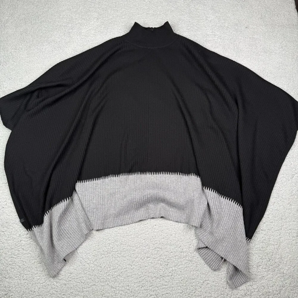Lululemon‎ On The Go Poncho Womens Black Grey Merino Wool Sweater Half Zip Cape